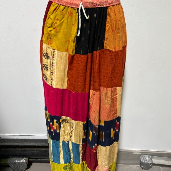 Boho Patchwork Skirt * Long Gypsy Hippie Tiered in 100% Silky Rayon * Maxi Full - Picture 6 of 6